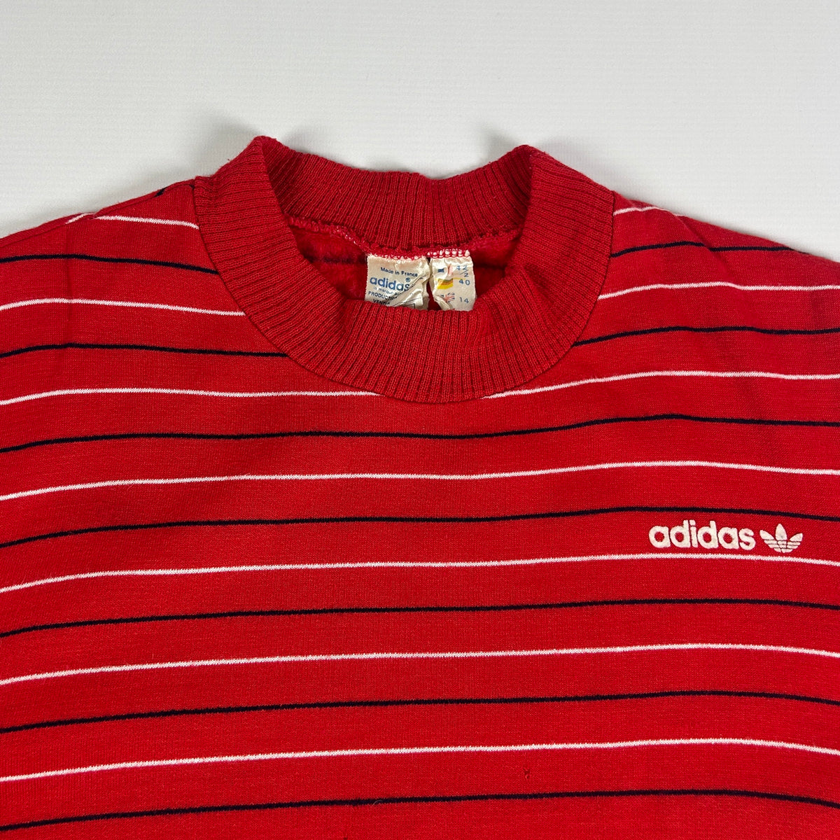 S - 1980's Vintage Adidas Stripes Ventex Sweatshirt