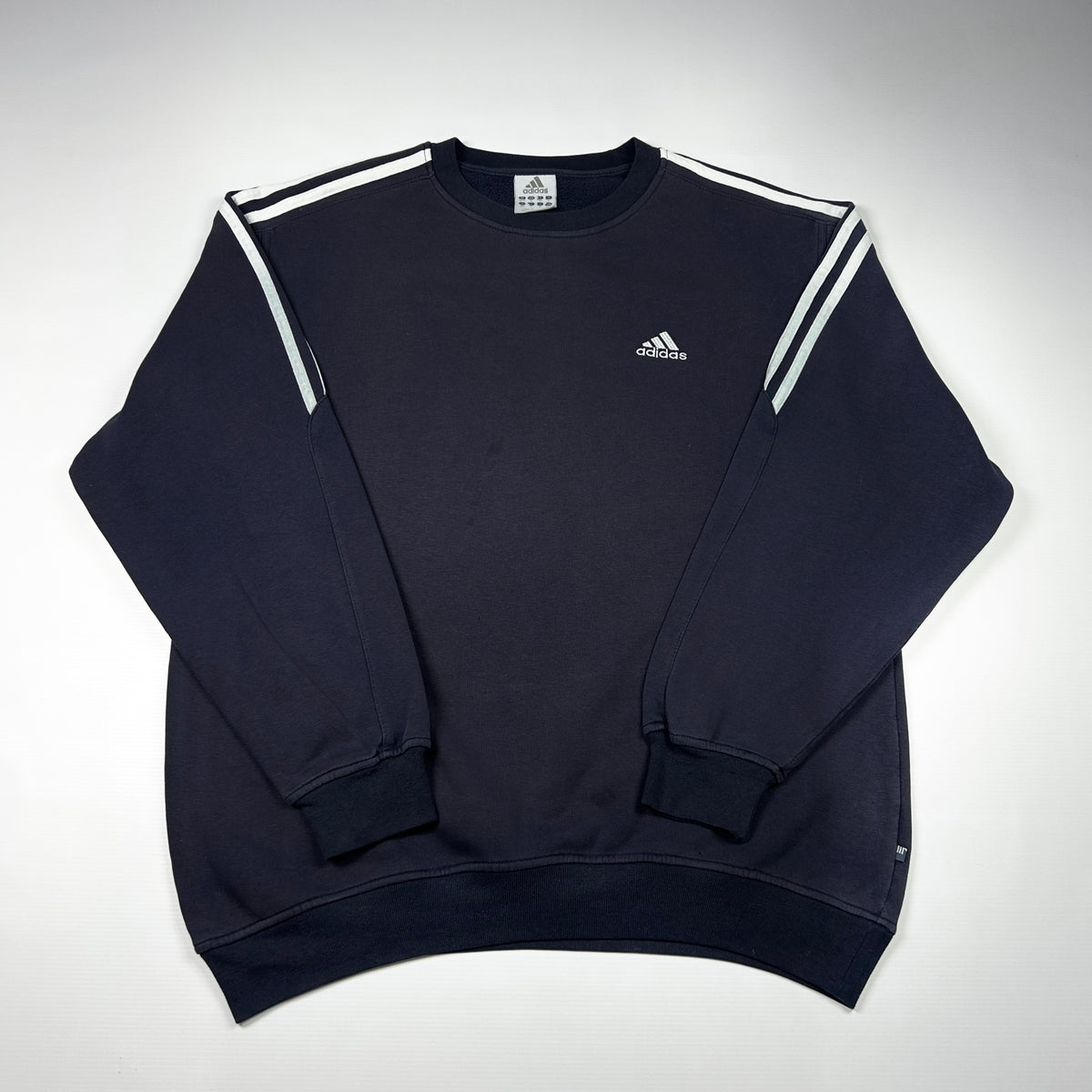 M - Adidas 1990's Navy Three-Stripe Sweatshirt