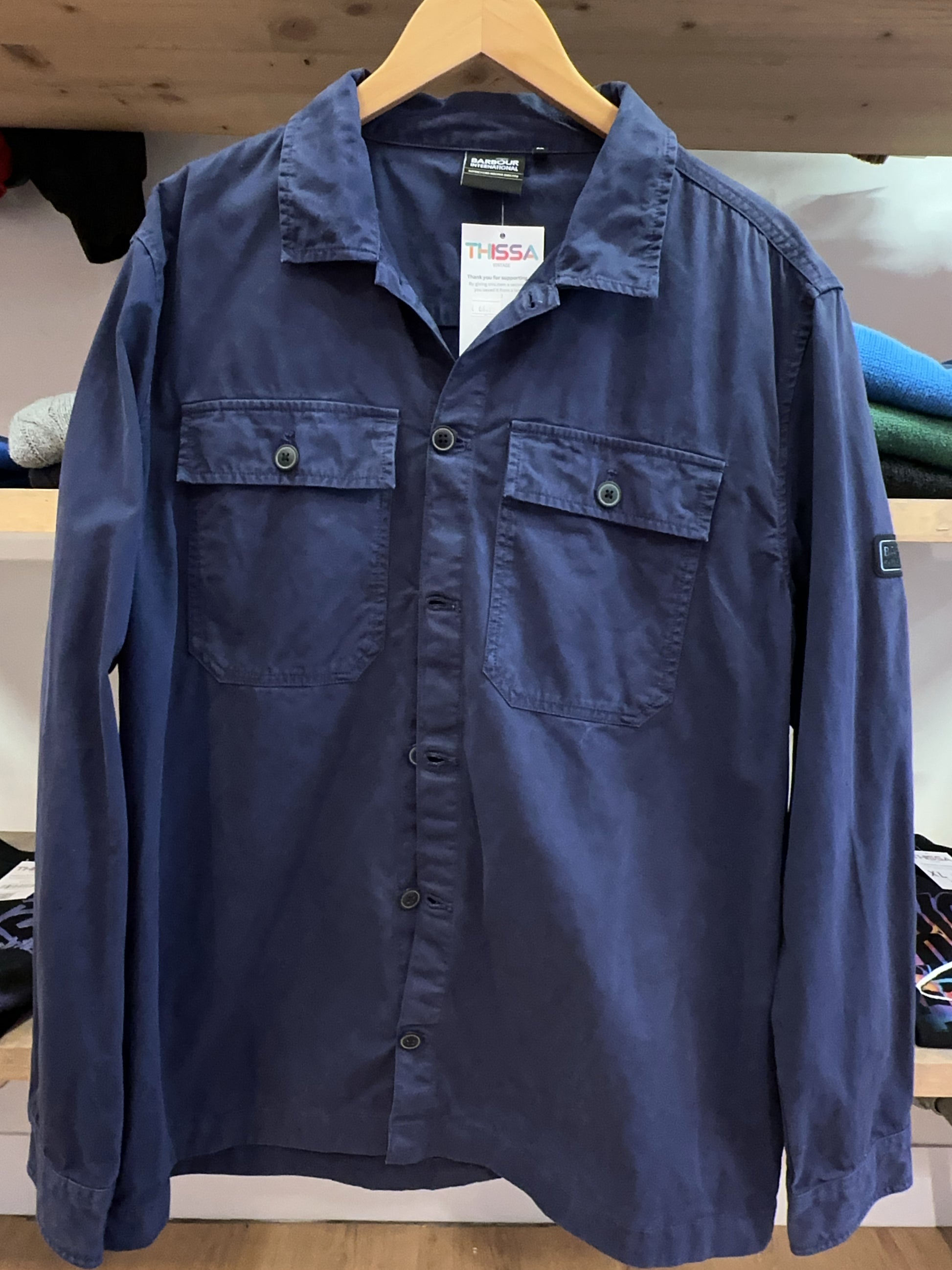 XL - Barbour International Navy Long-Sleeve Button-Up Shirt