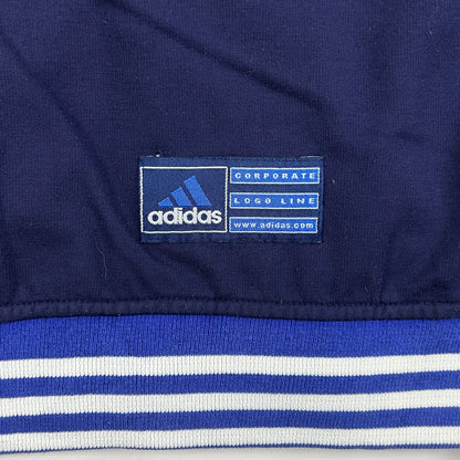 S - 1990's Adidas Navy Zip-Up Hooded Jacket Corporate Line