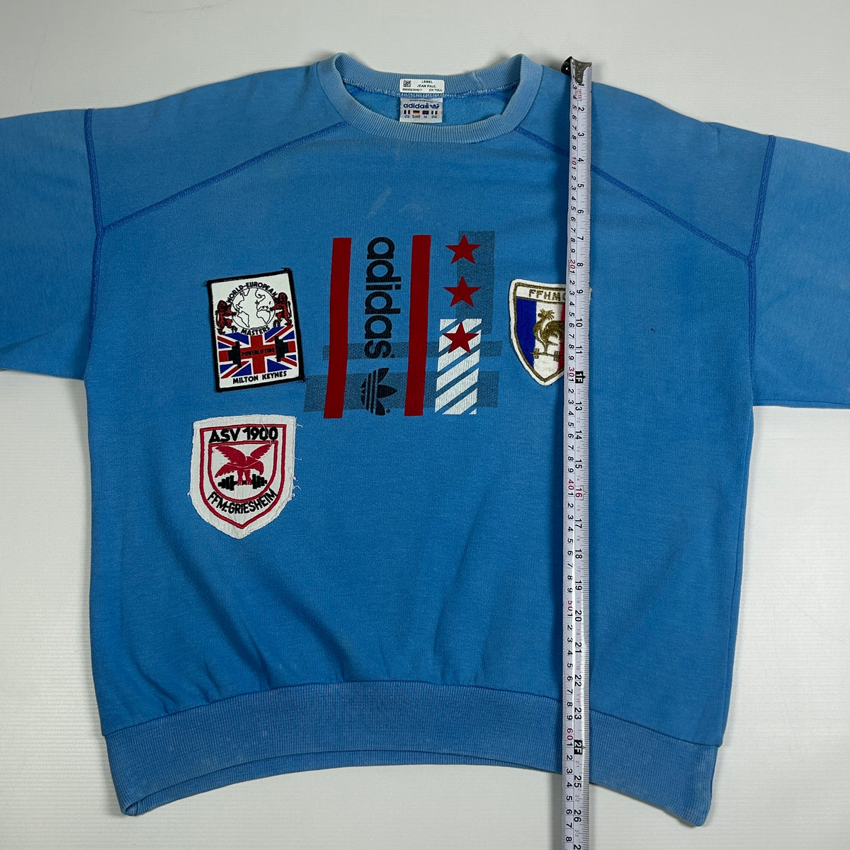 M - 1980's Vintage Adidas Jean Paul Powerlifting Graphic Sweatshirt