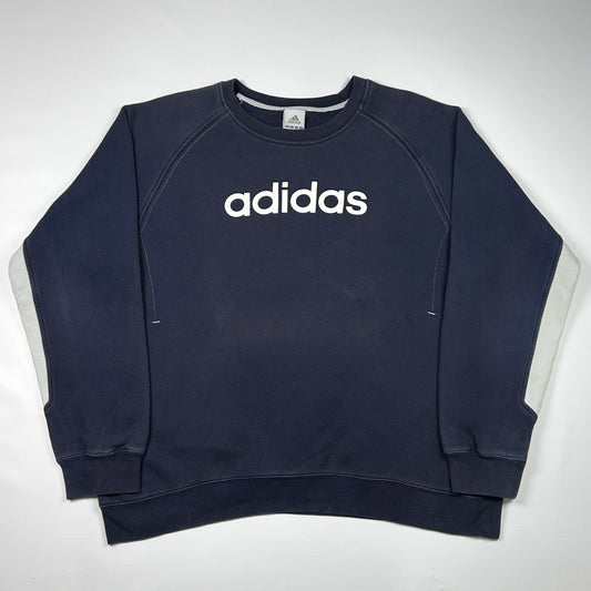 M - Adidas 2000's Navy Logo Crewneck Sweatshirt