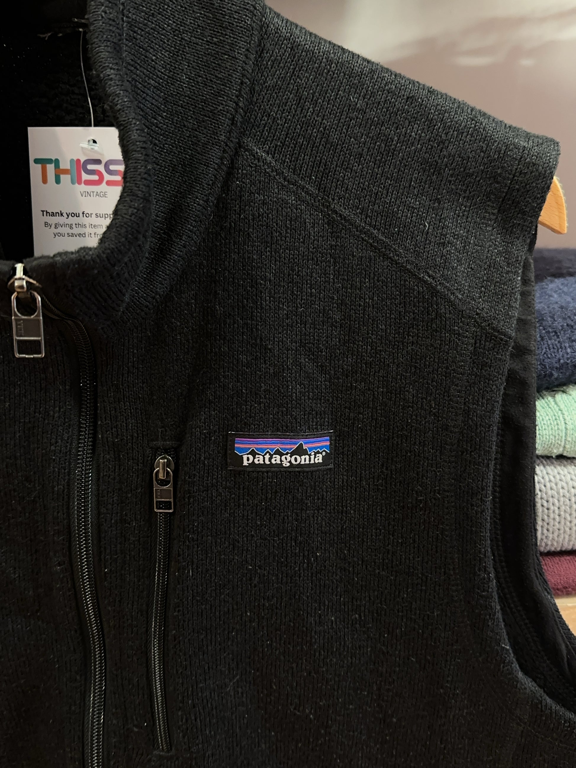 Patagonia Black Full-Zip Fleece Vest Large - L