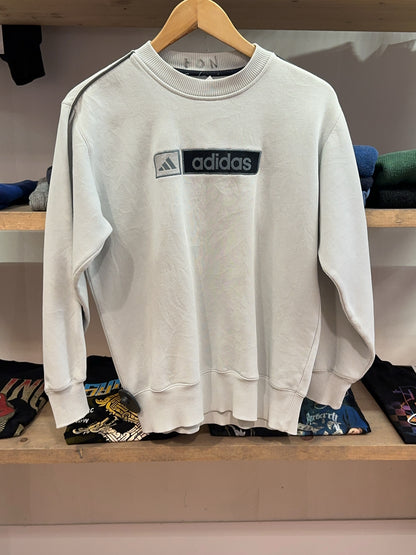 S - 2000's Adidas Light Grey Logo Crewneck Sweatshirt