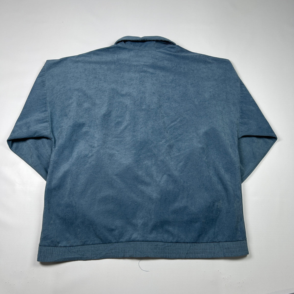 L - 1970's Adidas Ventex velour Blue Zip Track Jacket with Trefoil Stripes