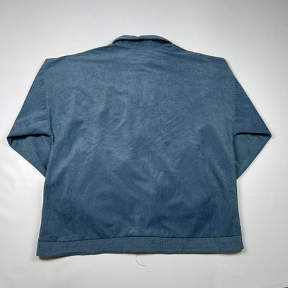 L - 1970's Adidas Ventex velour Blue Zip Track Jacket with Trefoil Stripes