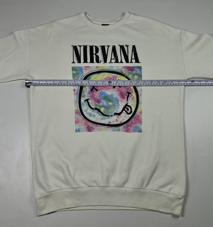 L - Nirvana 2000's Tie-Dye Smiley Graphic Sweatshirt