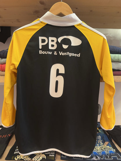 2007/08 FC Den Bosch Away Patrick Football Shirt Jersey #6 Black Yellow XS