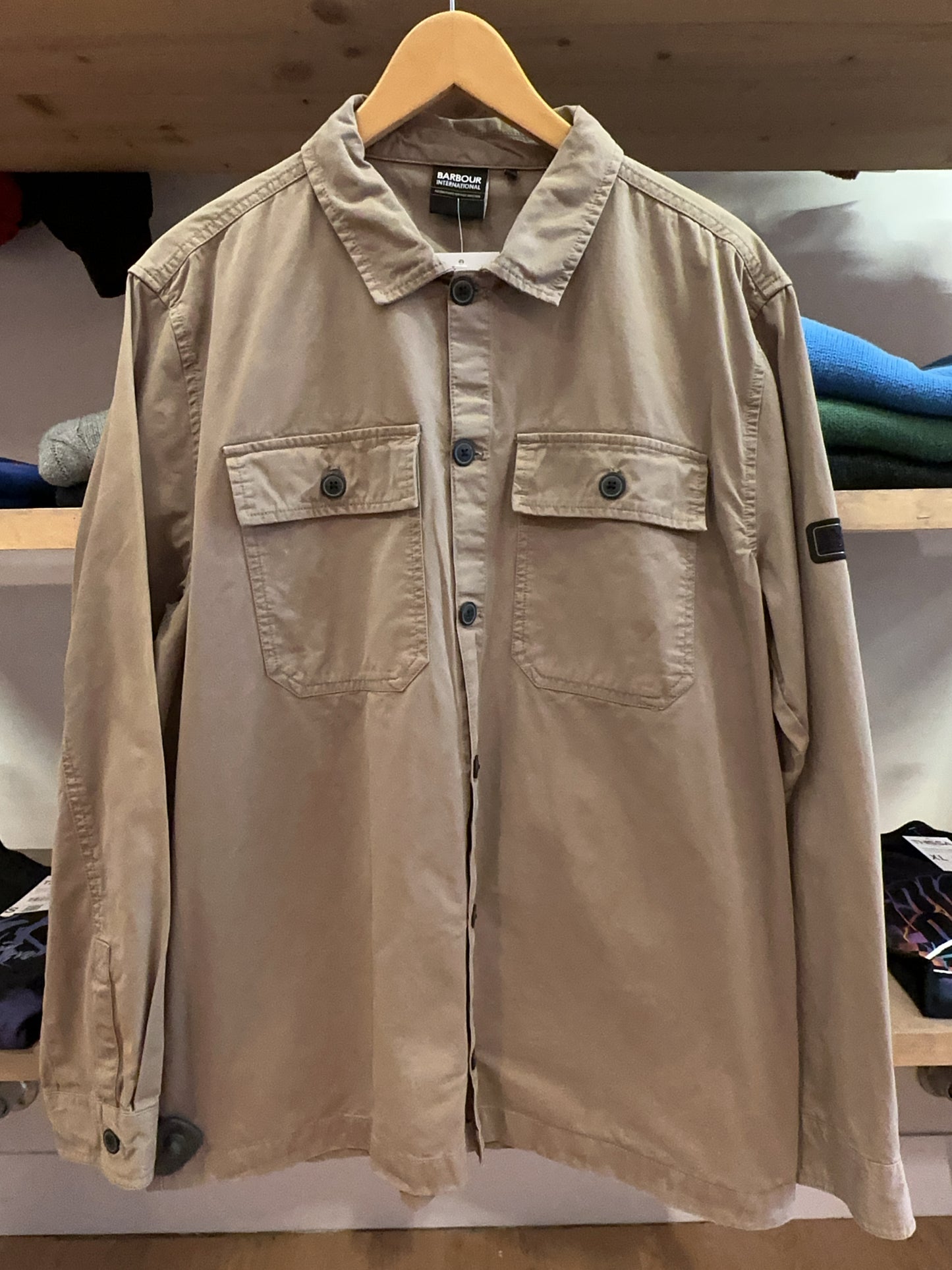 XL - Barbour International Beige Button-Up Overshirt Jacket
