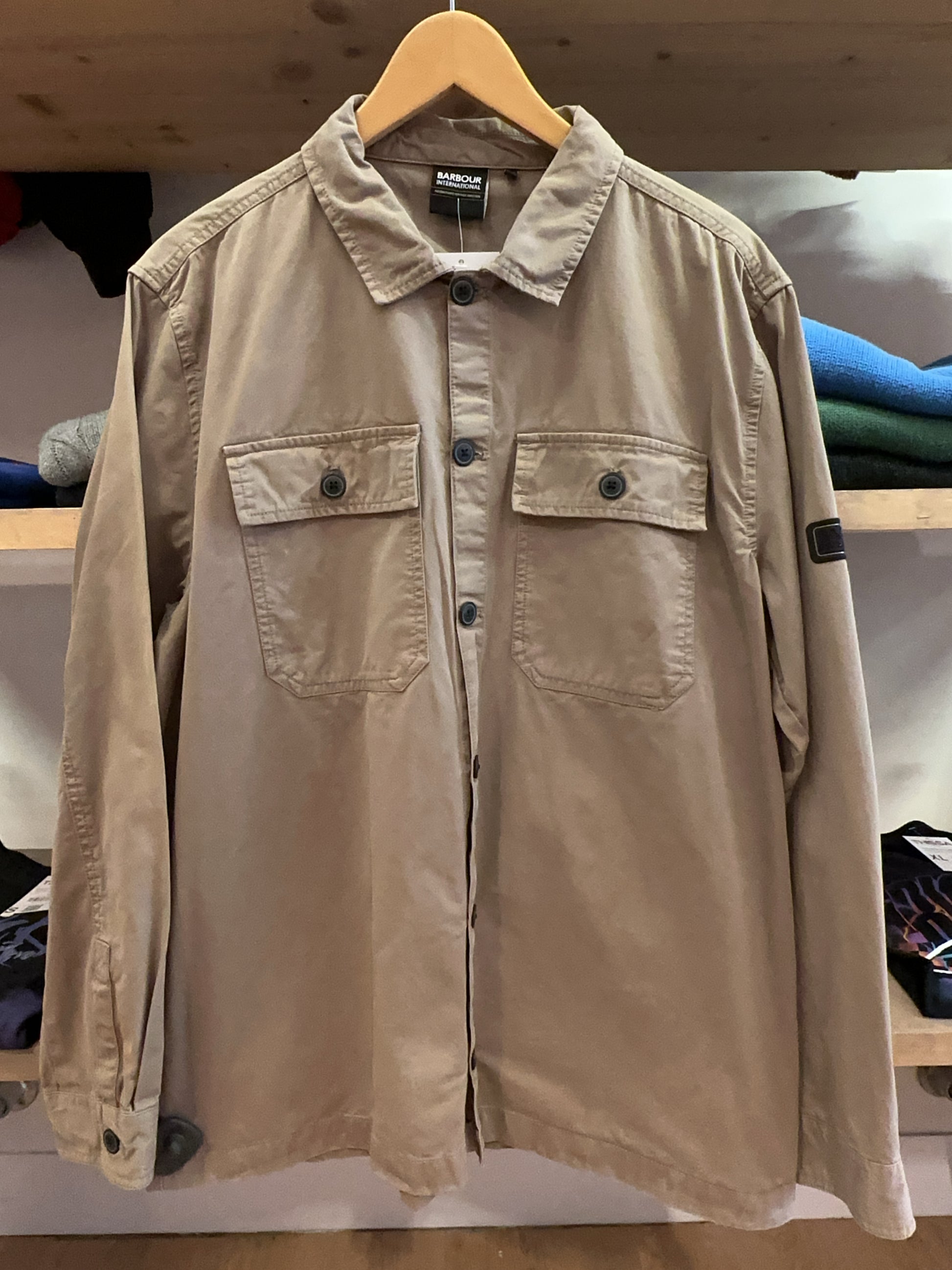 XL - Barbour International Beige Button-Up Overshirt Jacket