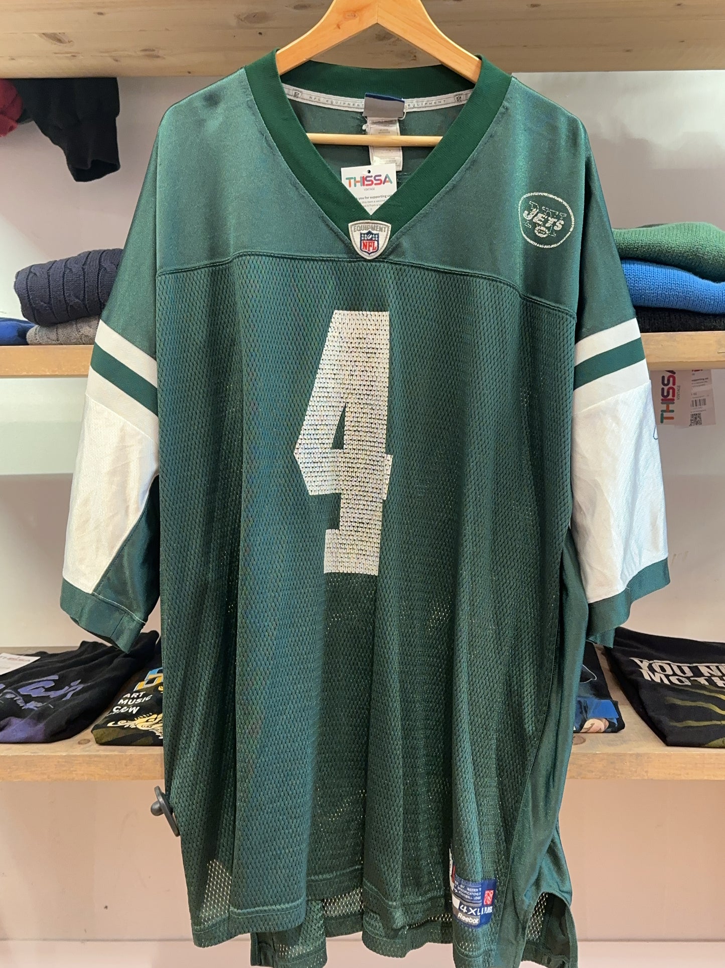 4XL - New York Jets Brett Favre #4 Reebok Home Football Shirt