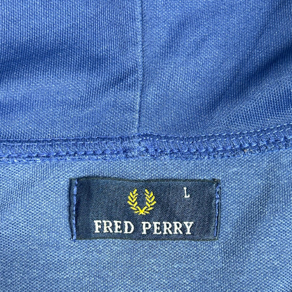 L - Vintage 1990's Fred Perry Blue Zip-Up Hooded Sweatshirt