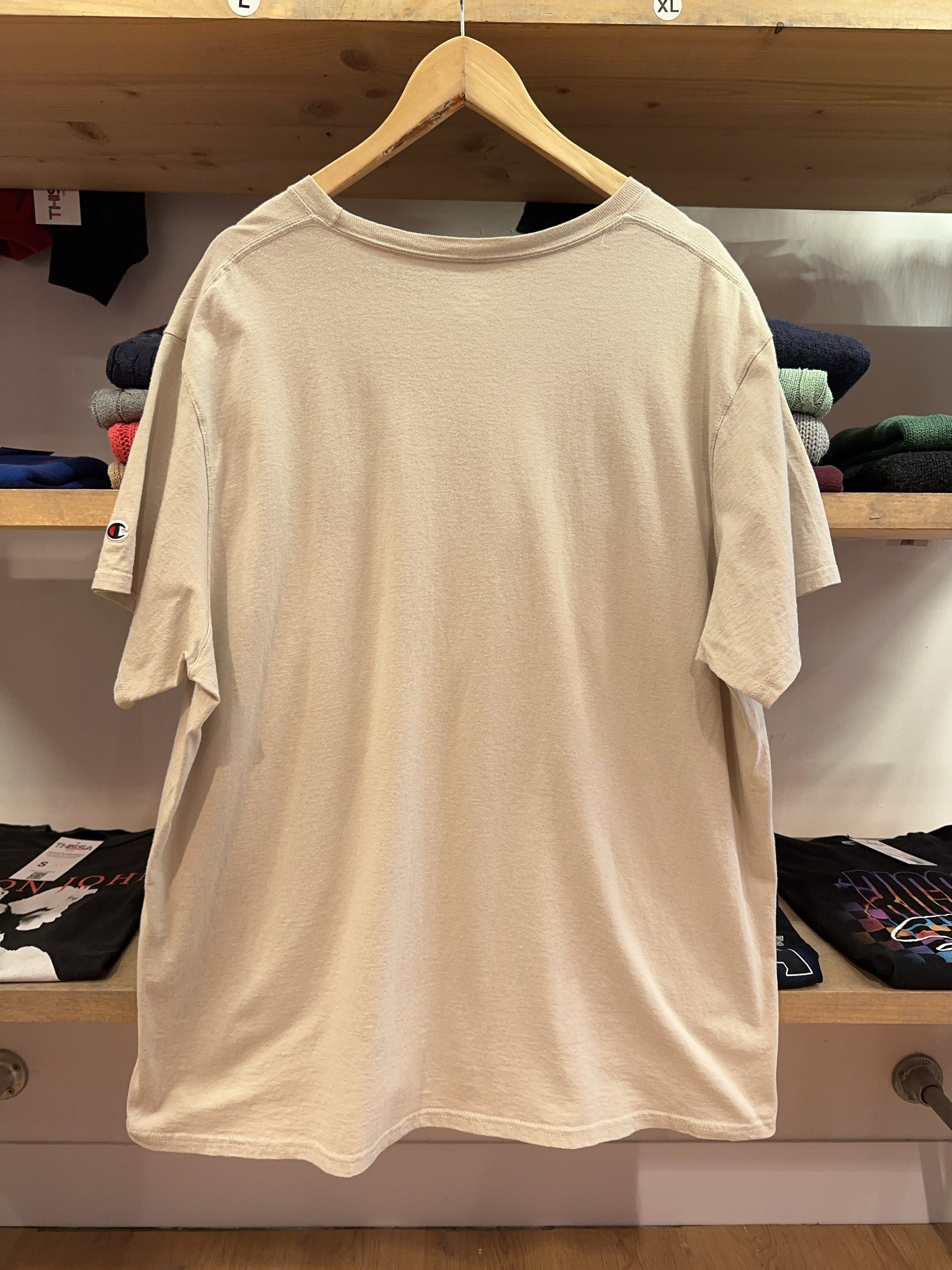 Champion Beige Embroidered Logo Crewneck T-Shirt