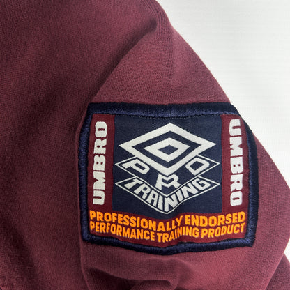 XL - Vintage 1990's Umbro TSV Schammelsdorf Burgundy Quarter-Zip Training Top