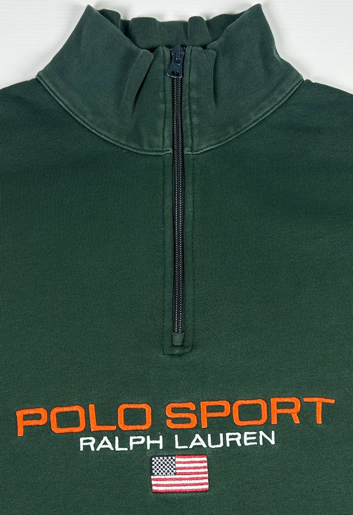 L- 1990's Polo Sport Ralph Lauren Green Quarter-Zip Sweatshirt
