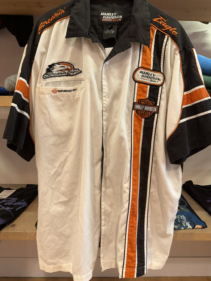 L - Harley-davidson Shirt Racing Button Up Short Sleeve Shirt, Screaming Eagle
