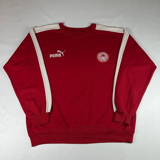 L - Vintage 1990's Puma Olympiakos Red Crewneck Sweatshirt