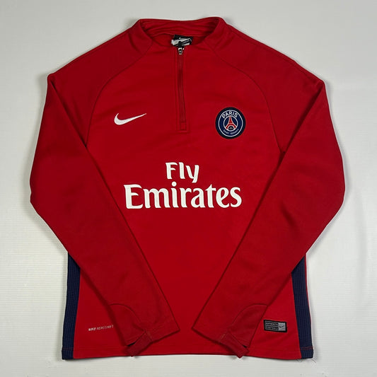 XS - 2015-2016 Nike Paris Saint-Germain PSG Red Football Quarter-Zip Training Top