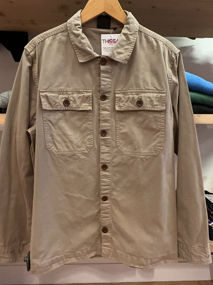 M - Barbour International Khaki Button-Up Overshirt Jacket