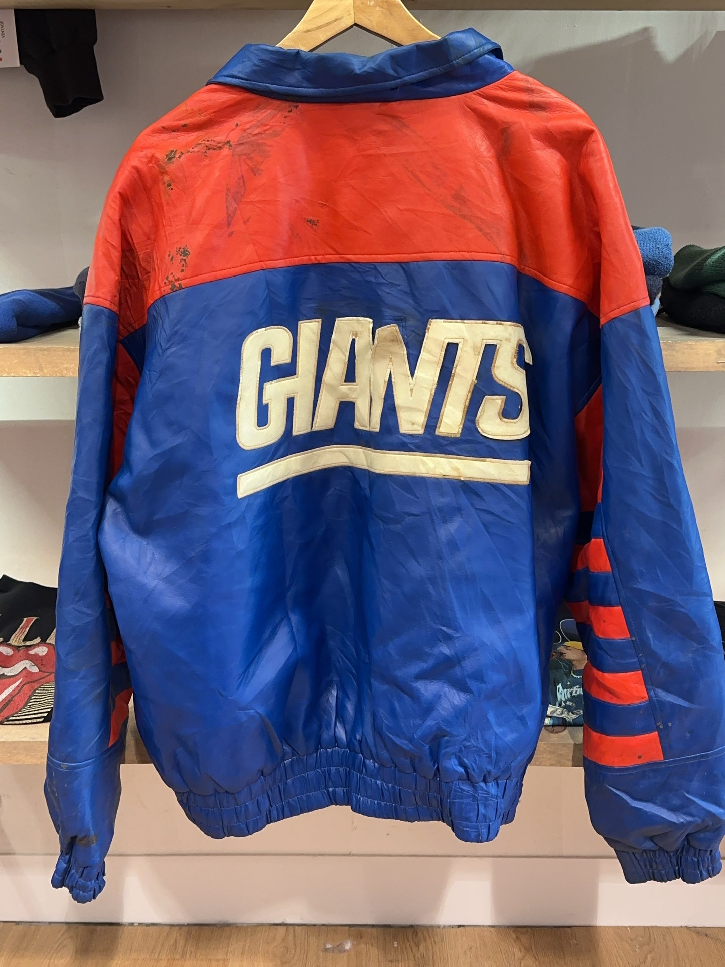 XL - Vintage 1990's New York Giants Game Day NFL Leather Jacket