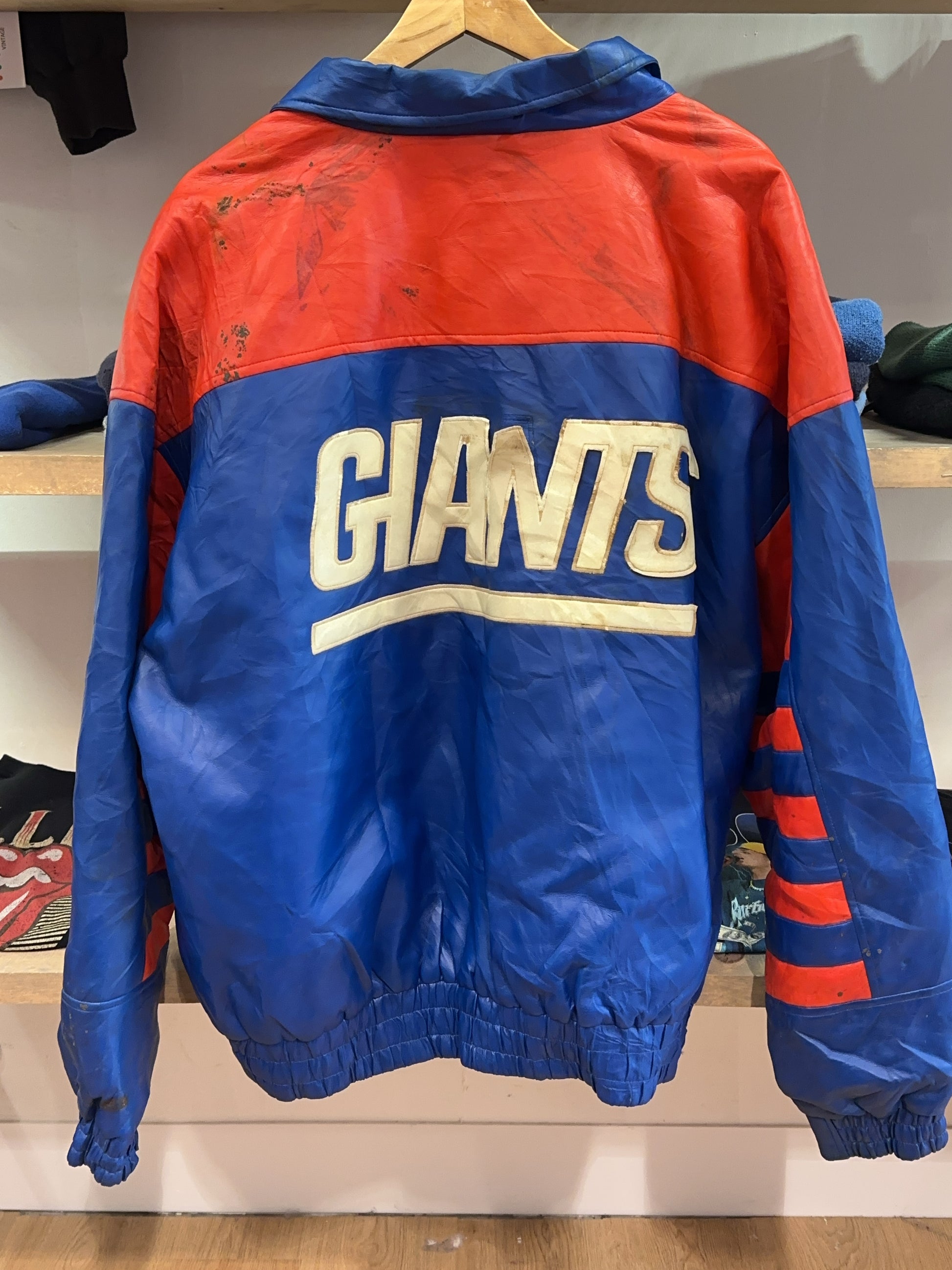 XL - Vintage 1990's New York Giants Game Day NFL Leather Jacket