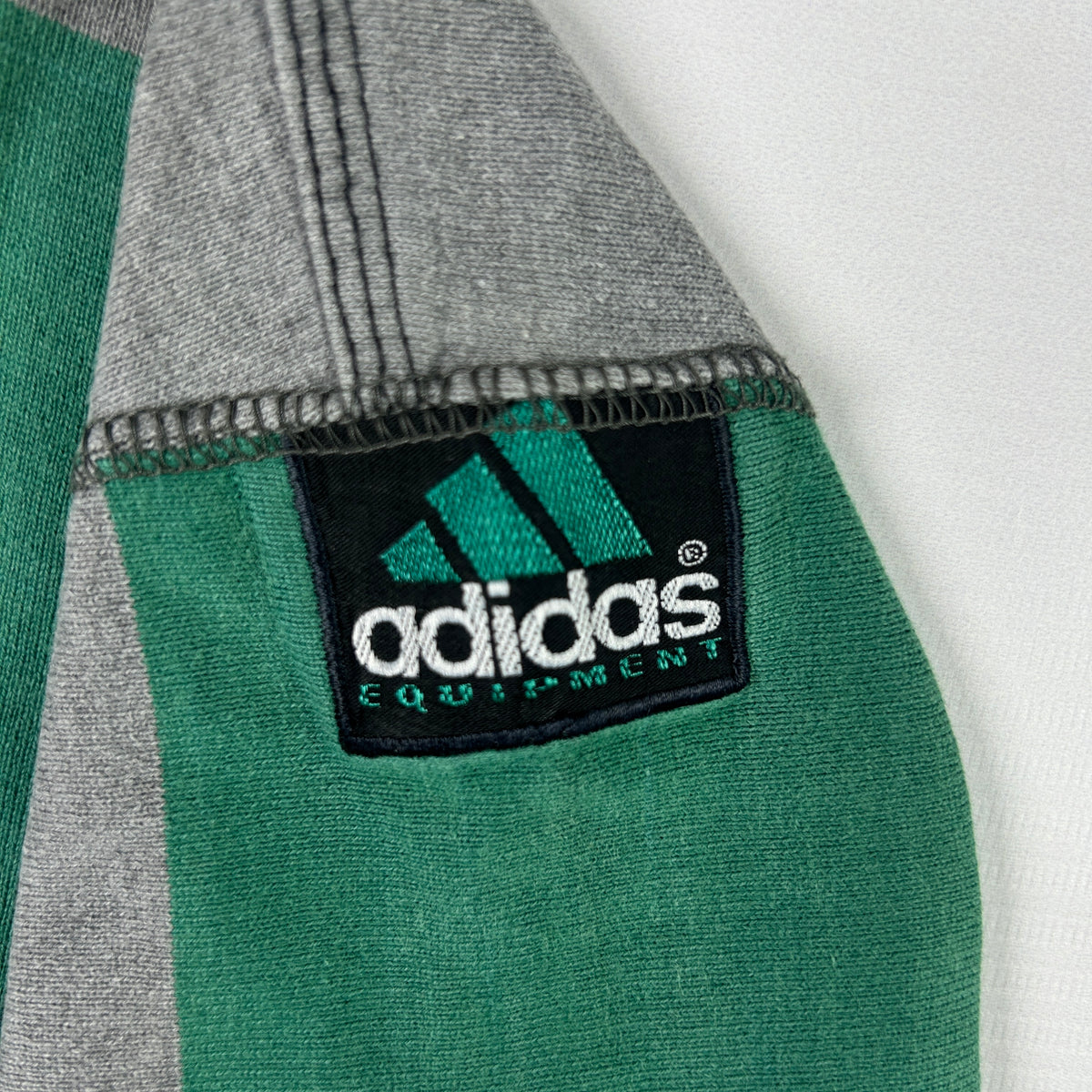 M - 1990's Adidas Equipment Striped Long Sleeve Lace-Up Polo Shirt