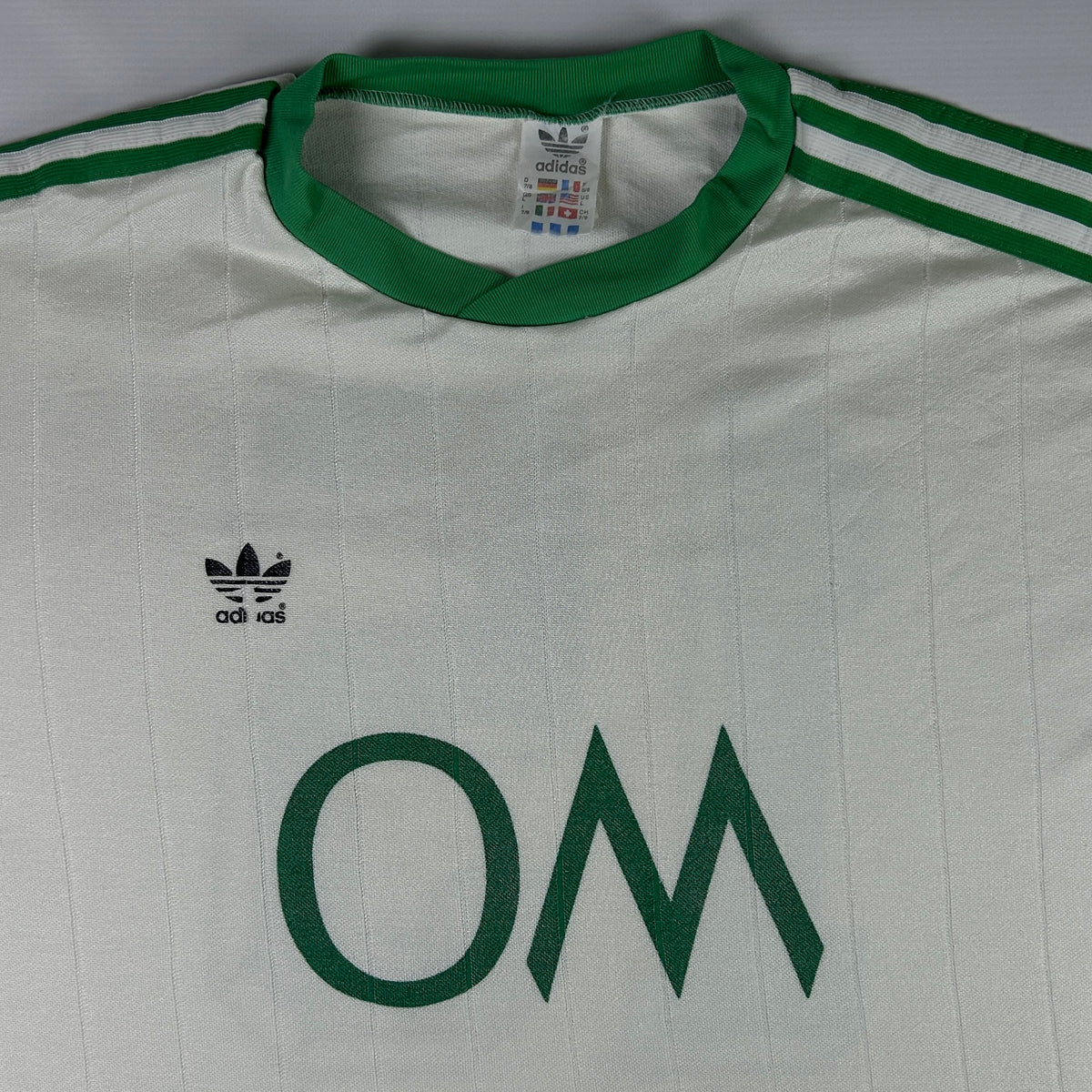 L - 1970s Adidas OM Olympique de Marseille 15 Vintage Soccer Long-Sleeve Jersey