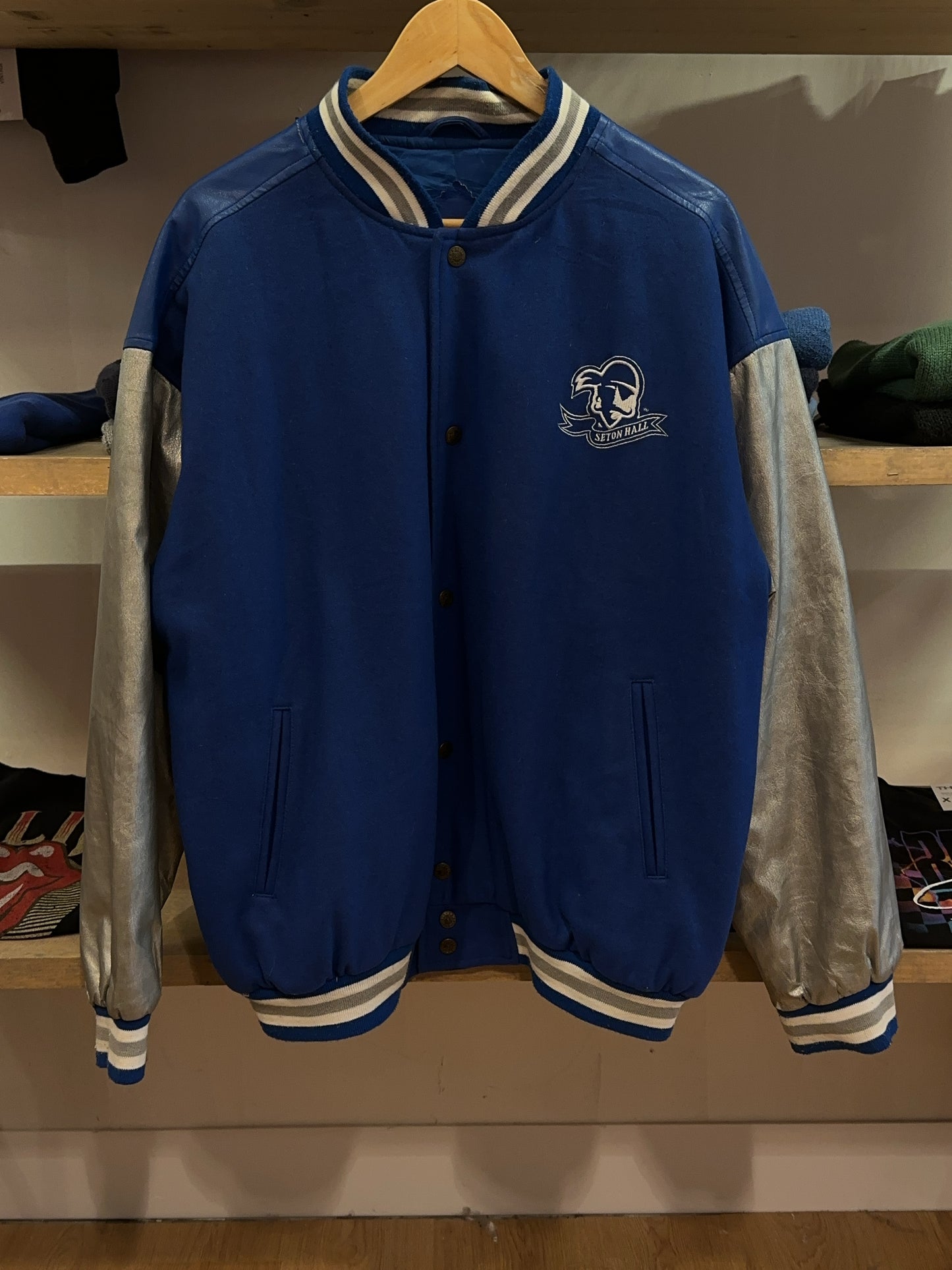 L - Vintage 2000's Seton Hall Pirates Vintage Varsity Steve & Barry's Jacket