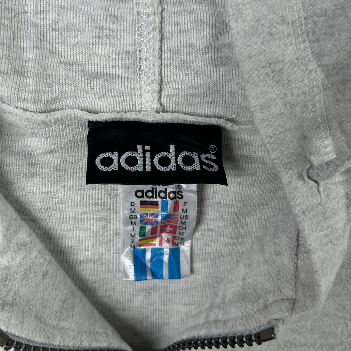 M - 1990's Adidas Grey Streetball Fleece Half-Zip Hoodie