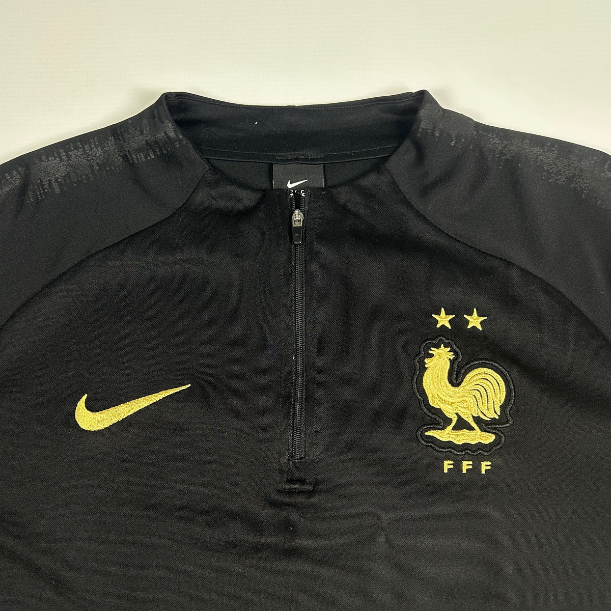 XL - Vintage 2010's Nike France FFF Dri-FIT Black Quarter-Zip Training Top