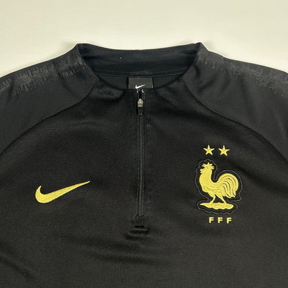 XL - Vintage 2010's Nike France FFF Dri-FIT Black Quarter-Zip Training Top