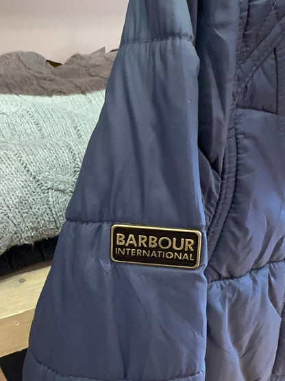 M - Barbour International Navy Quilted Hooded Parka