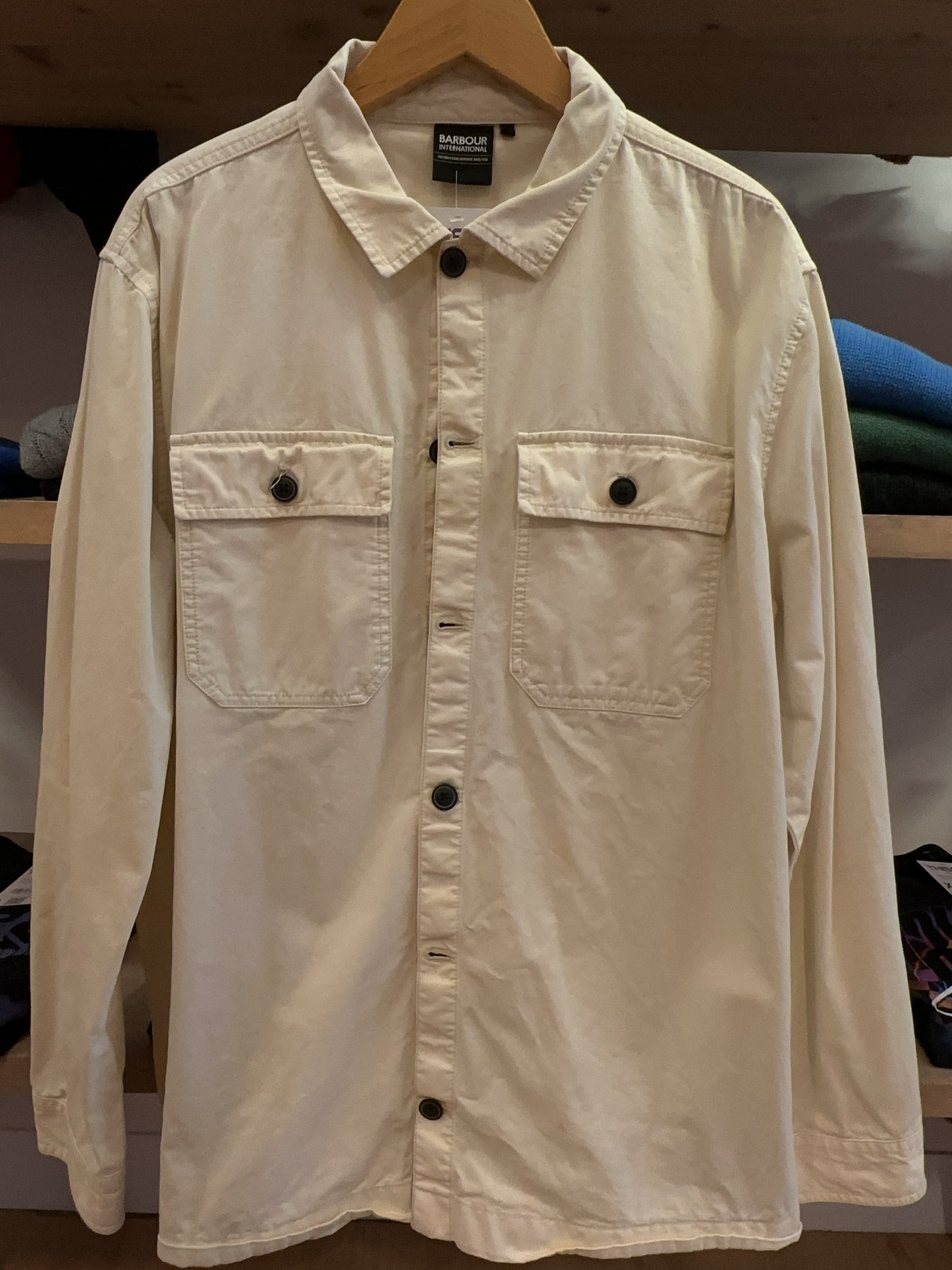 XXL - Barbour International Beige Button-Up Overshirt Jacket