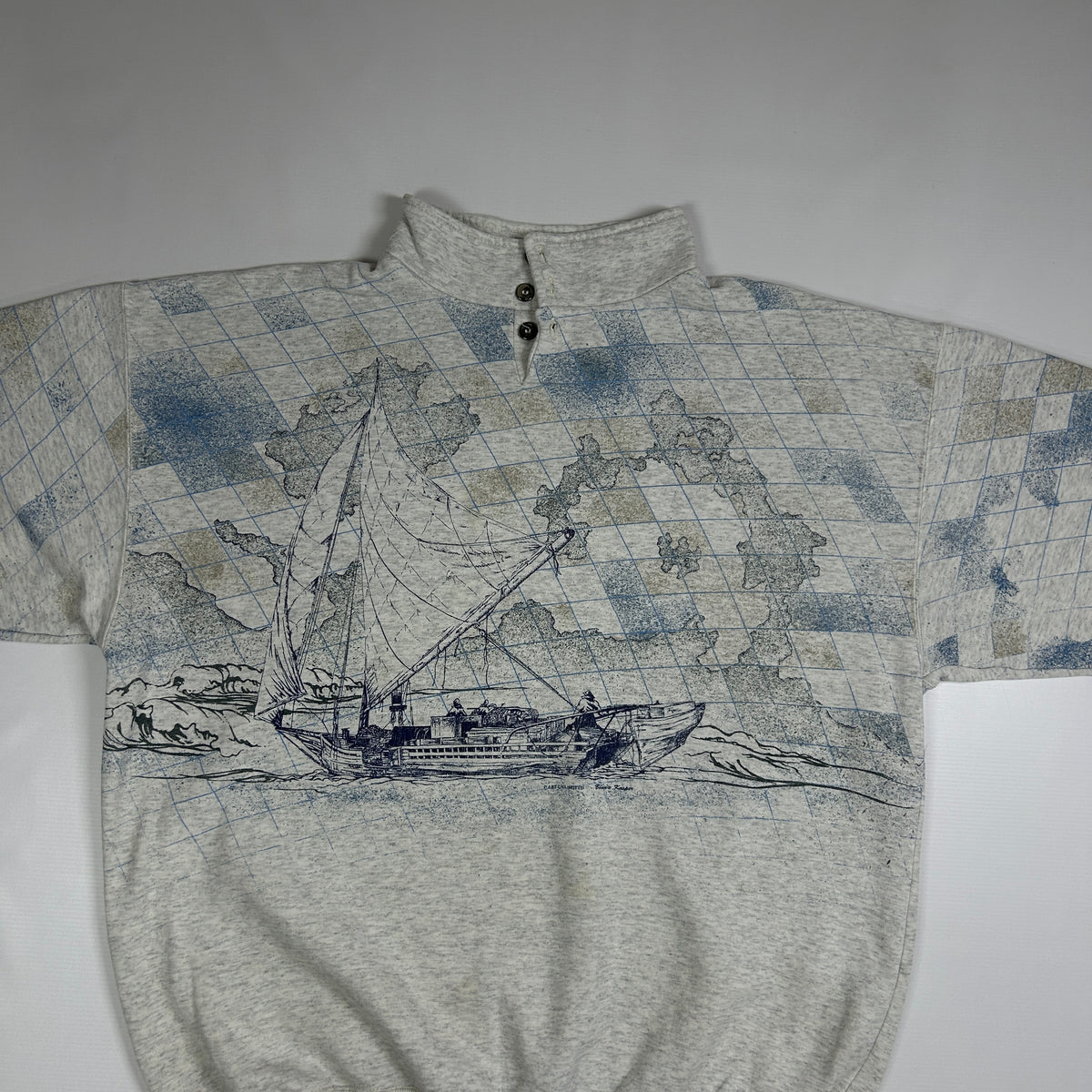 L - Vintage 1990's Art Unlimited Sailboat Quarter-Zip Sweatshirt