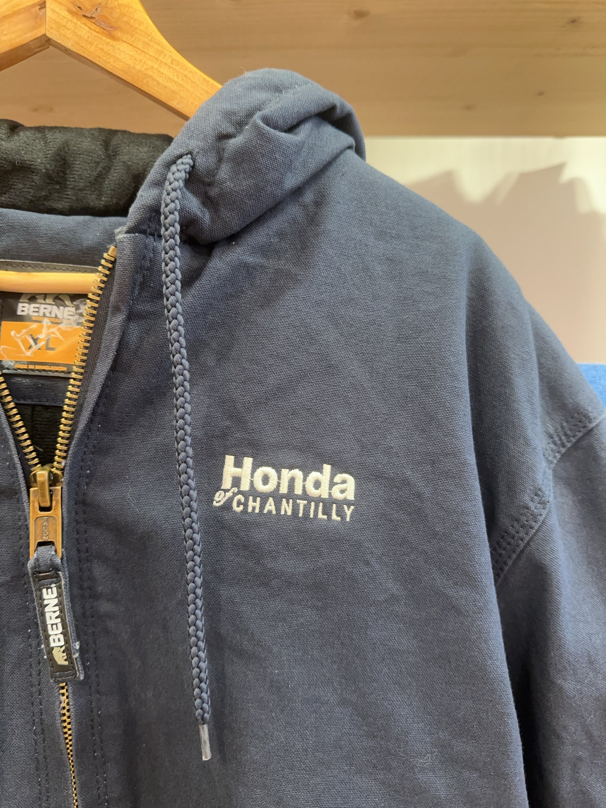 XL - Vintage 1990's Honda Chantilly Workwear Jacket Canvas Hoodie bomber Berne USA