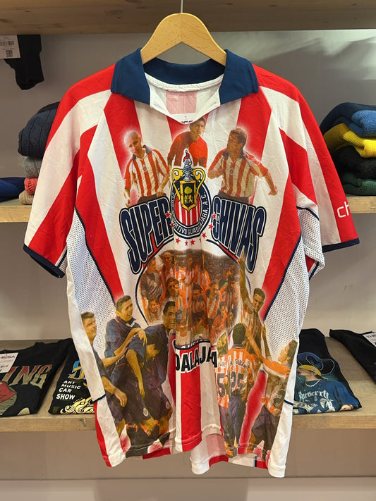 Early 2000s Club Deportivo Guadalajara (Chivas) Chivas Home Football Shirt Miguel Sabah - XL