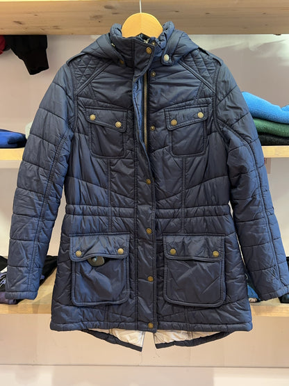 M - Barbour International Navy Quilted Hooded Parka