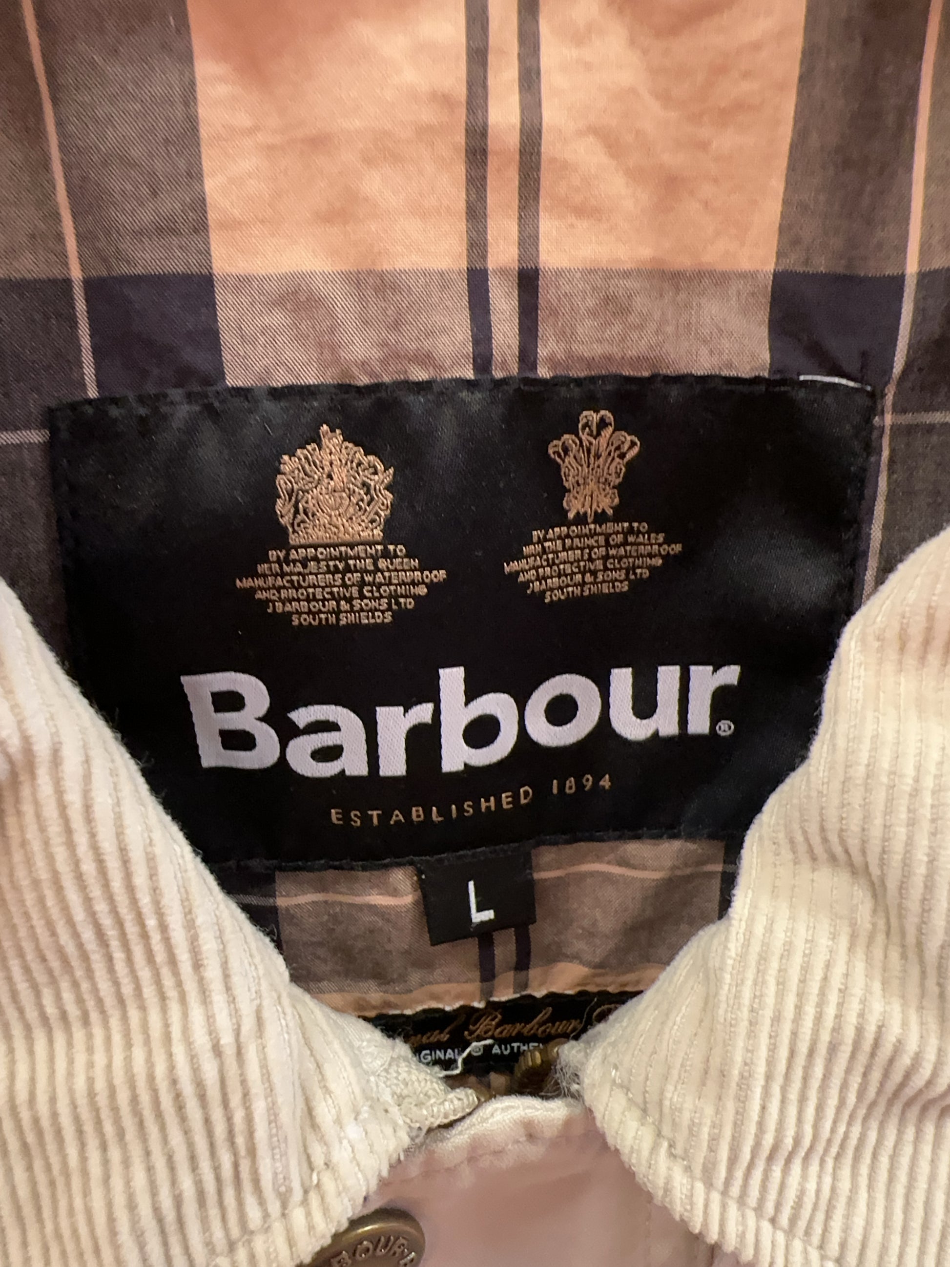 L - Barbour Beige Lightweight Jacket
