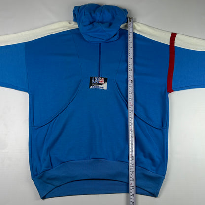 M - 1990's Adidas USA Rugby Blue Zip Hoodie Sweatshirt