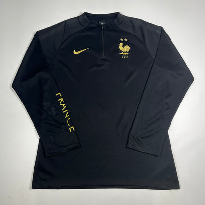 XL - Vintage 2010's Nike France FFF Dri-FIT Black Quarter-Zip Training Top