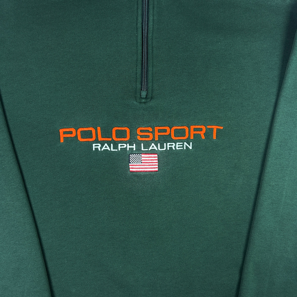 L- 1990's Polo Sport Ralph Lauren Green Quarter-Zip Sweatshirt