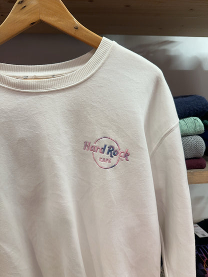 Hard Rock Cafe White Logo Crewneck Sweatshirt - S