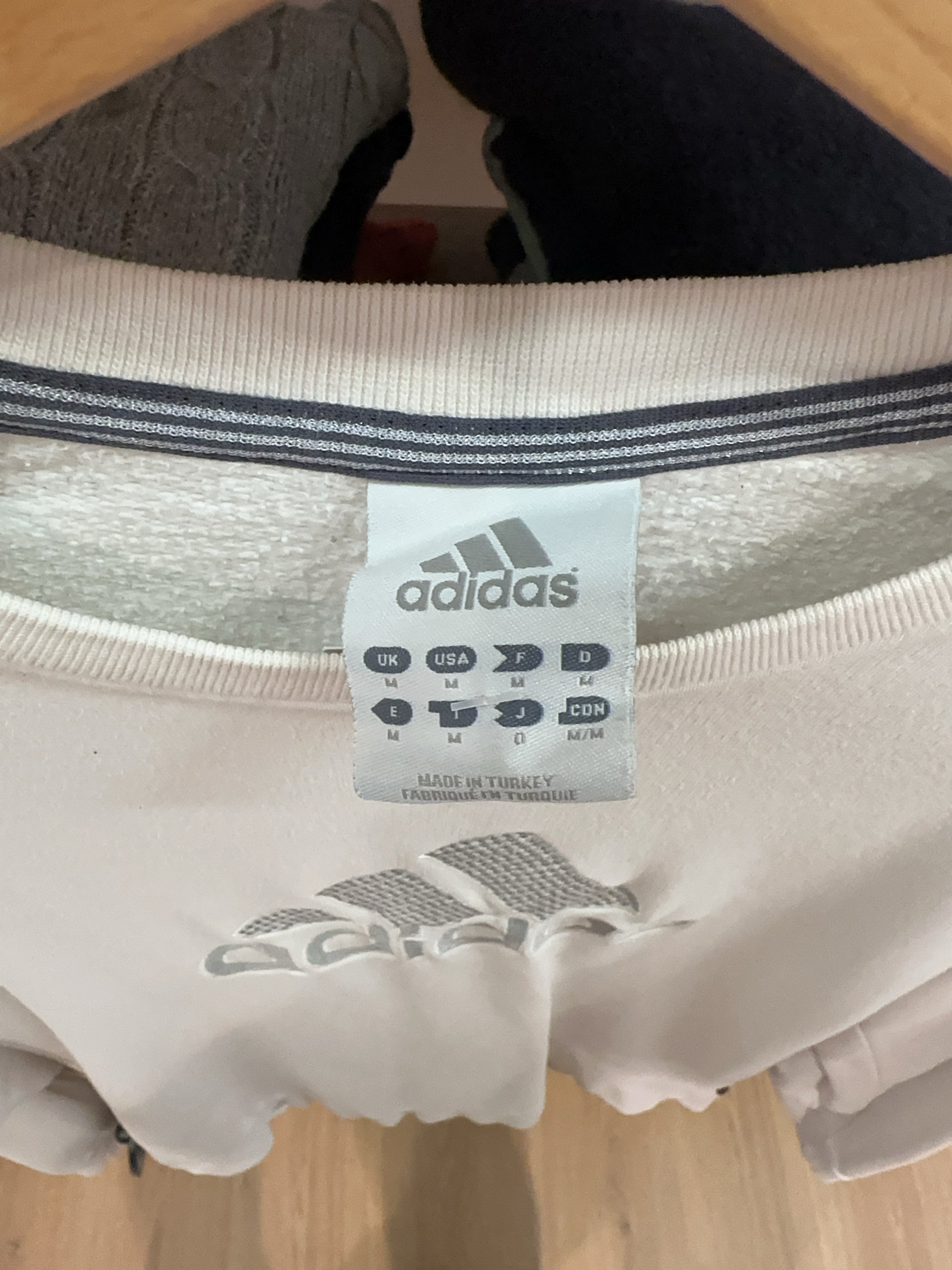 Adidas Cream Logo Crewneck Sweatshirt - M