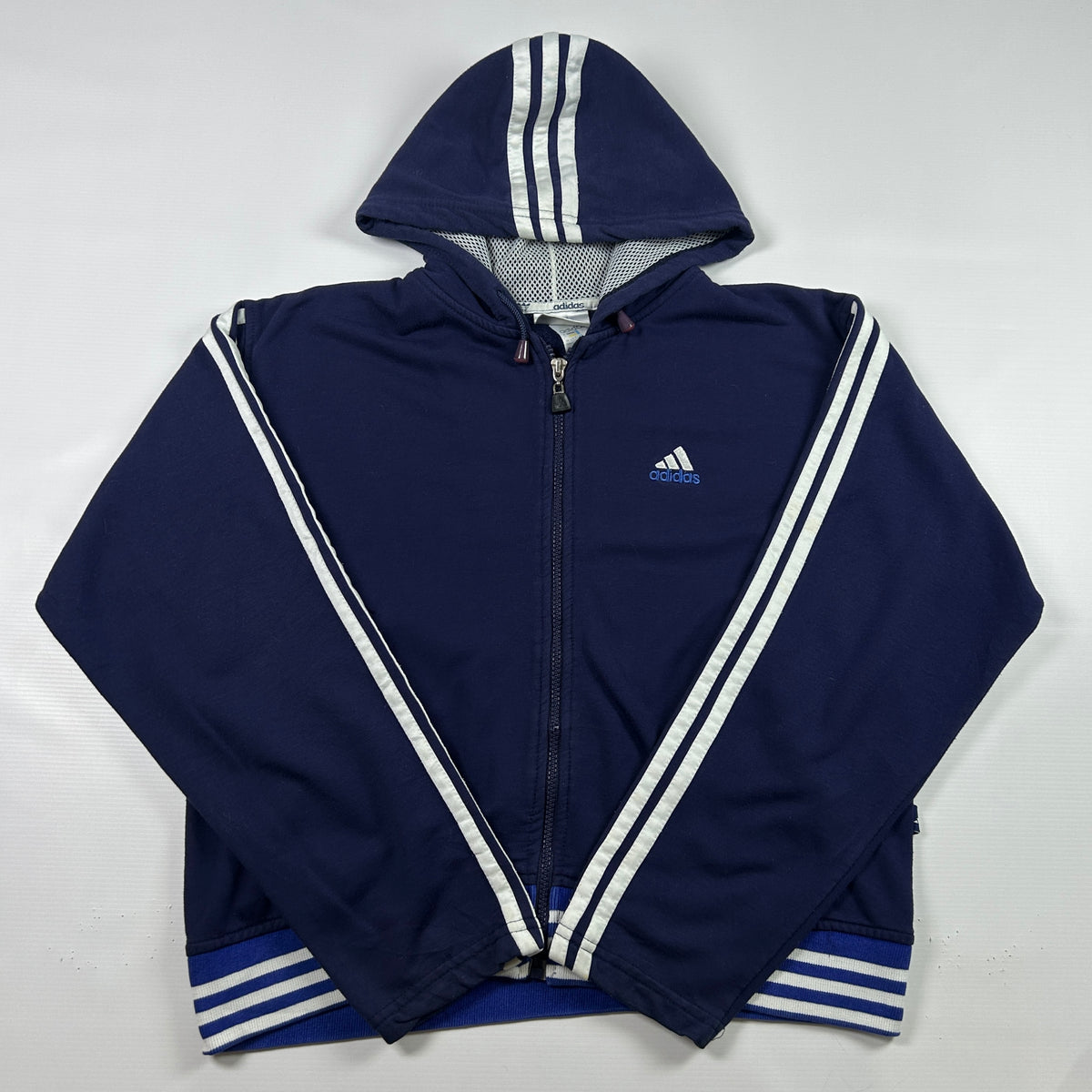 S - 1990's Adidas Navy Zip-Up Hooded Jacket Corporate Line