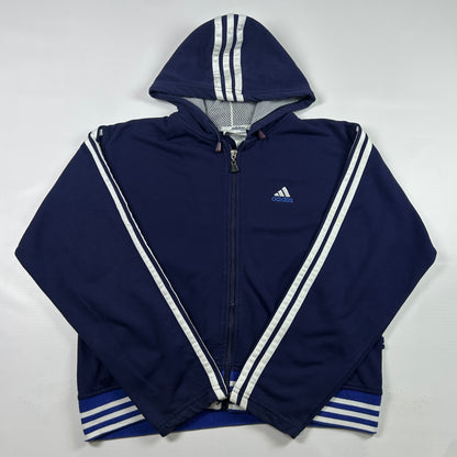 S - 1990's Adidas Navy Zip-Up Hooded Jacket Corporate Line