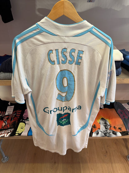 L - 2006-2007 Olympique de Marseille Adidas Home Football Shirt Djibril Cissé 9