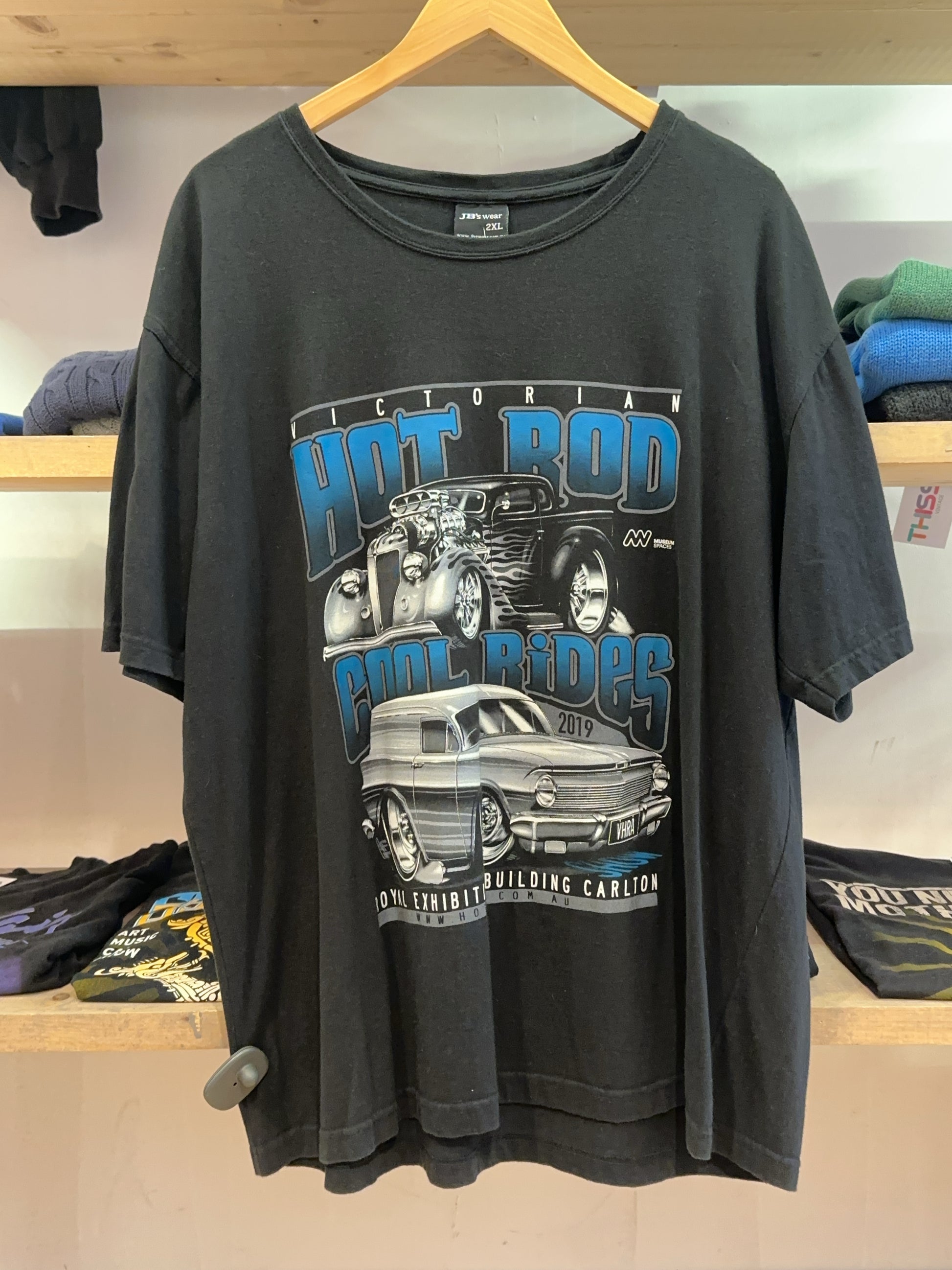 XXL - Victorian Hot Rod Cool Riders Black Graphic T-Shirt
