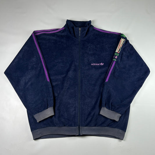 M - 1980's Adidas Vintage One World velour Track Jacket