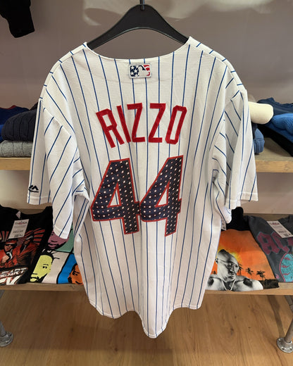 M - Chicago Cubs Majestic Pinstripe MLB Jersey Players Anthony Rizzo