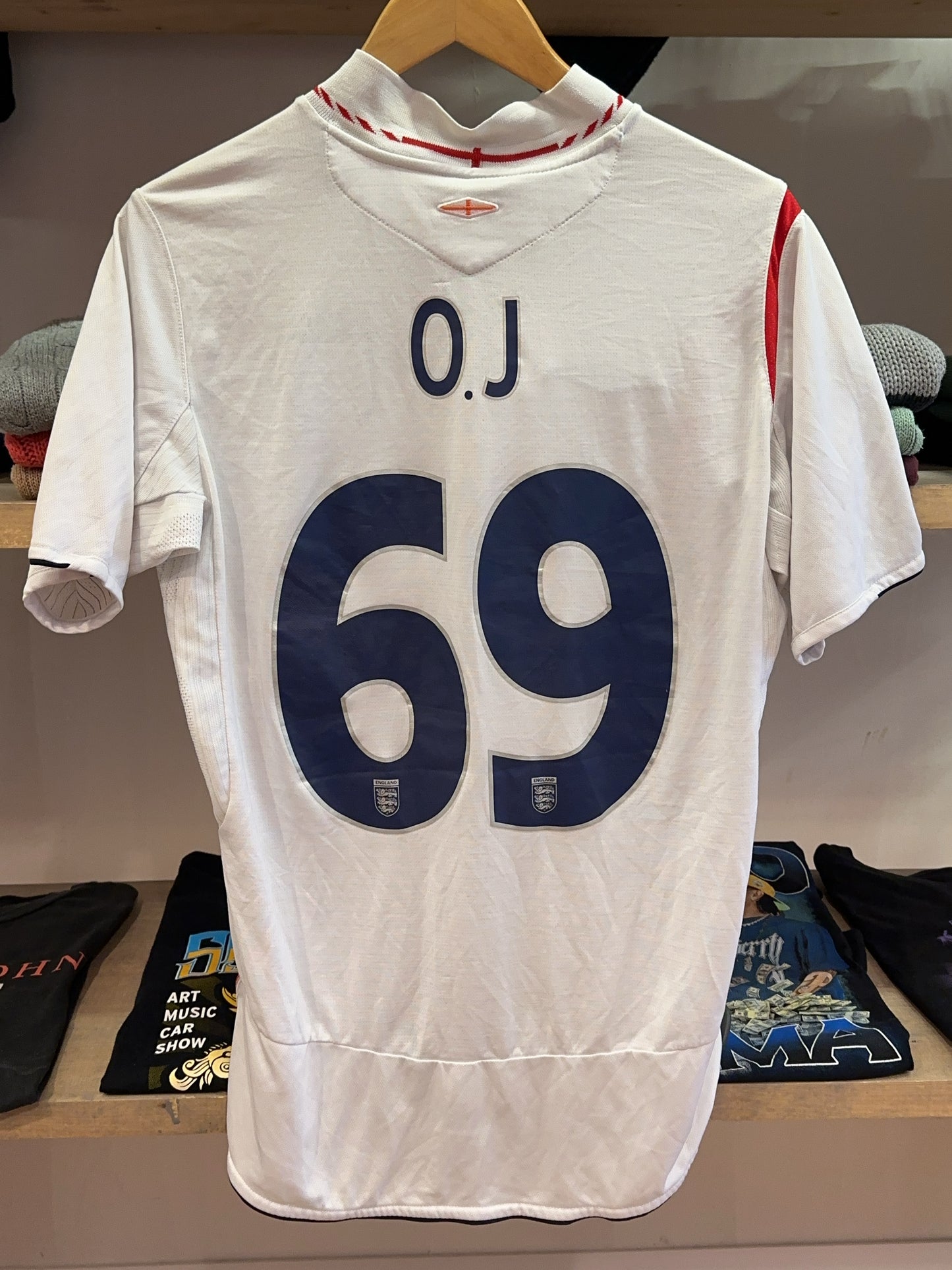 2005-2007 England Umbro Home Football Shirt 69 - S